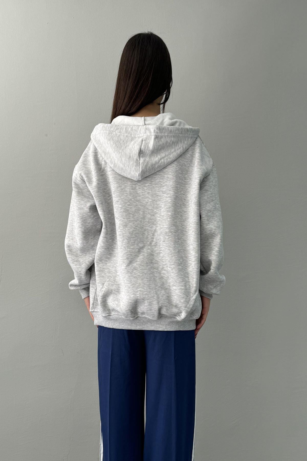KAPŞONLU OVERSİZE FERMUARLI  SWEAT