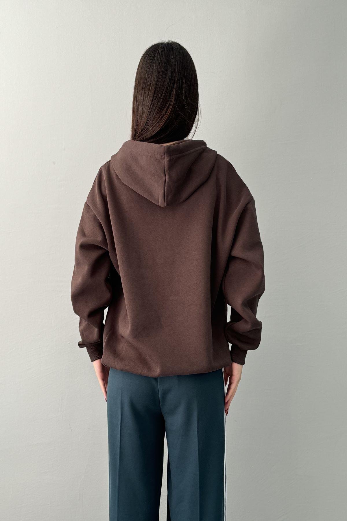 KAPŞONLU OVERSİZE FERMUARLI  SWEAT
