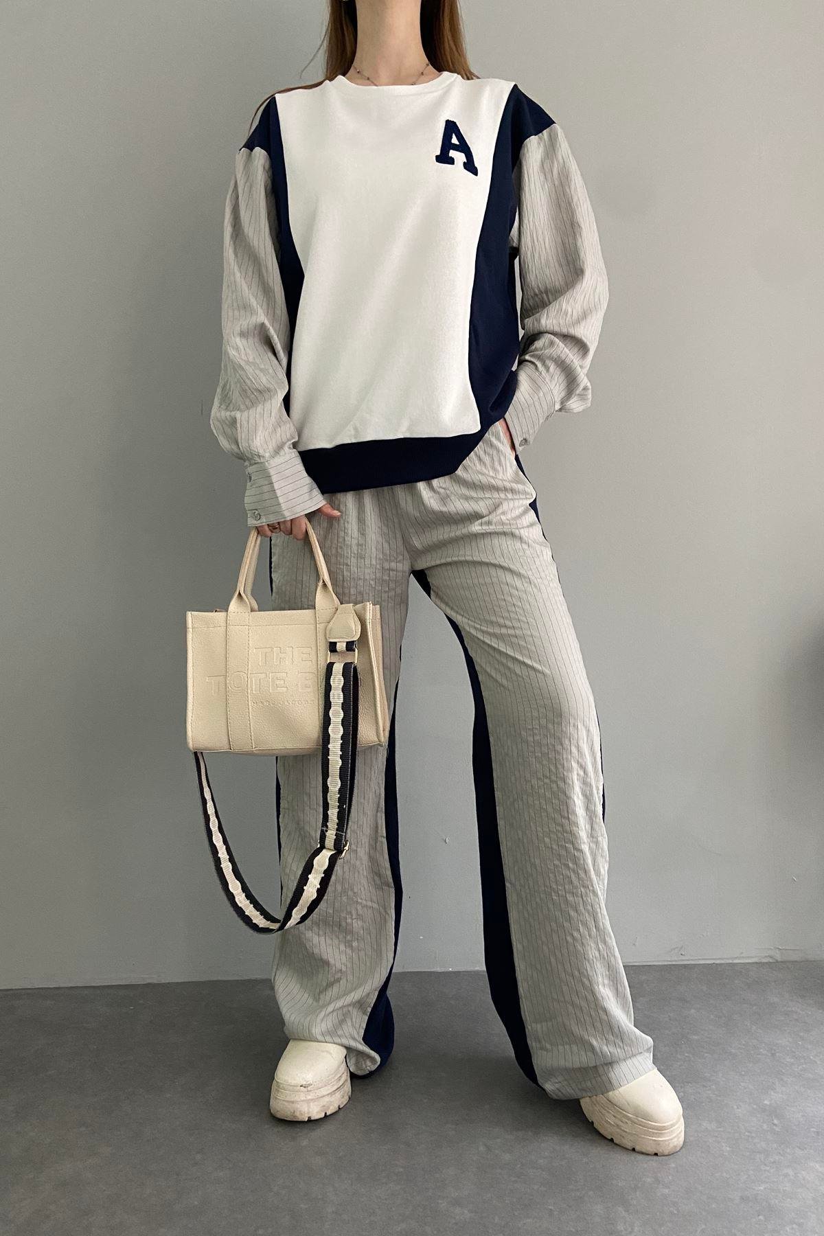 KUMAŞ GARNİLİ SWEATSHIRT