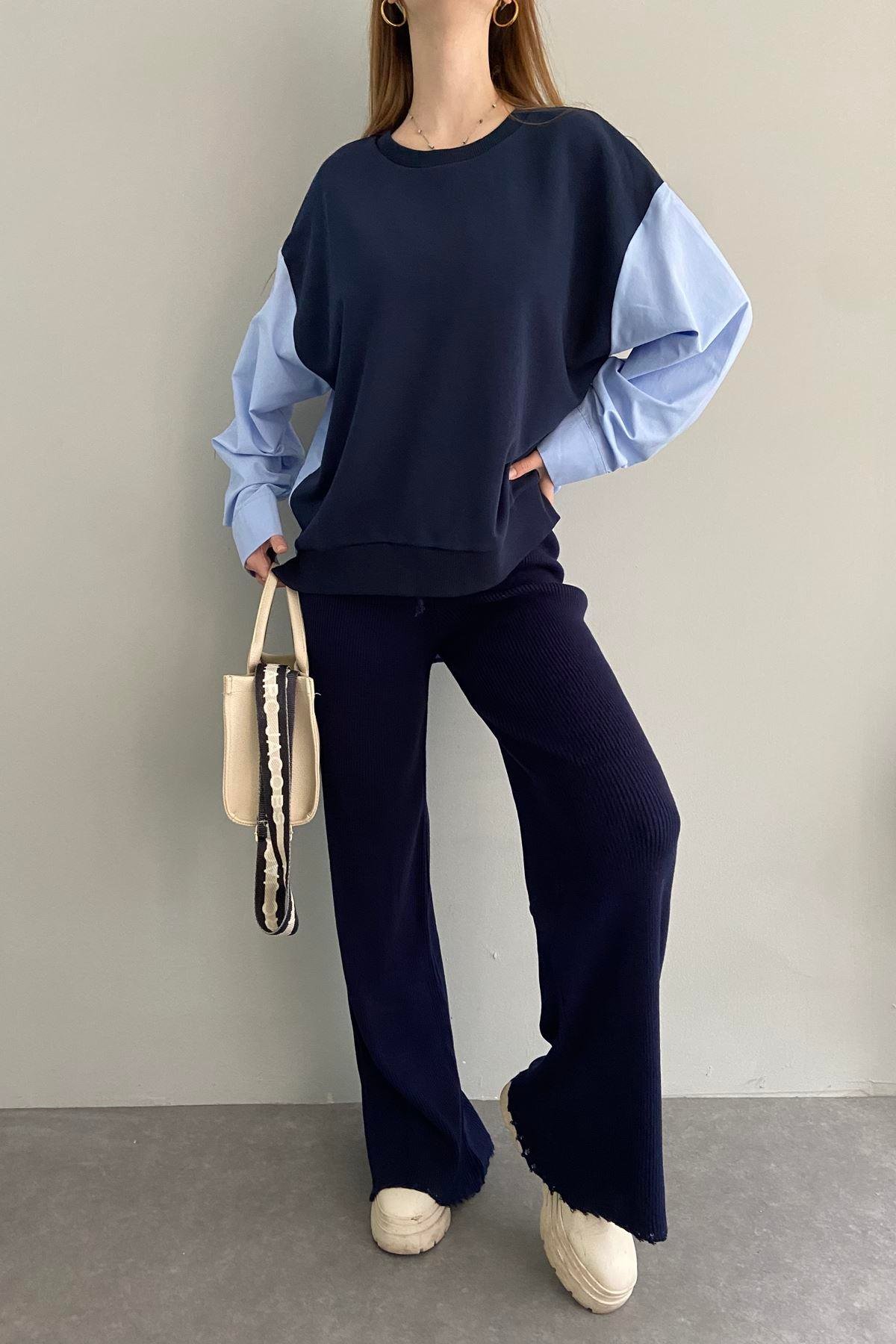 KUMAŞ GARNİLİ SWEATSHIRT