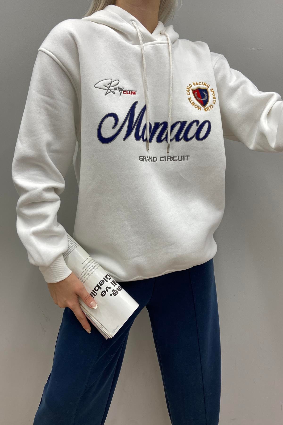 MONACO BASKI KAPŞONLU SWEATSHIRT