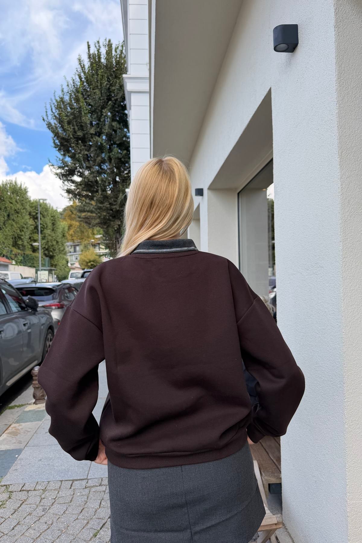 NAKIŞ DETAY SWEATSHIRT