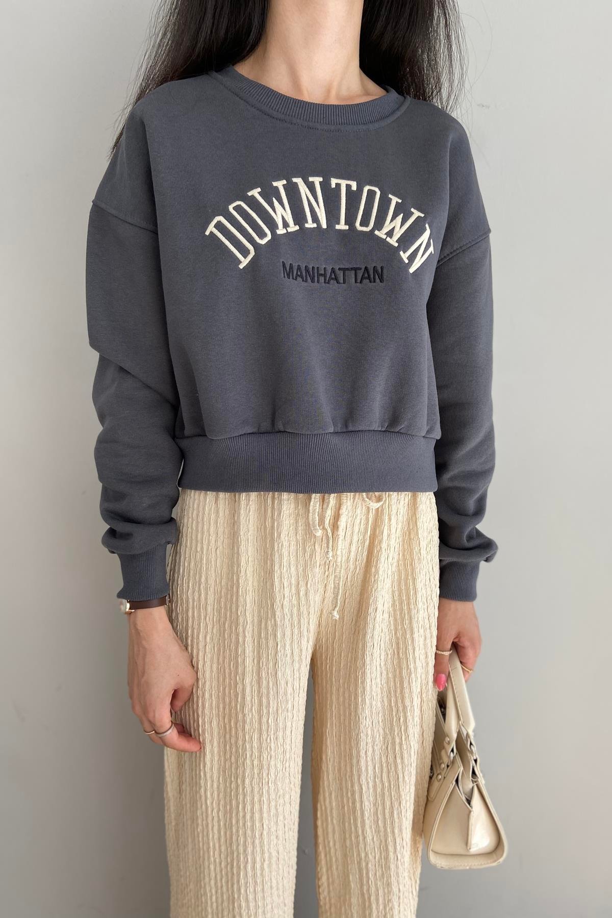 NAKIŞ DETAYLI CROP SWEAT