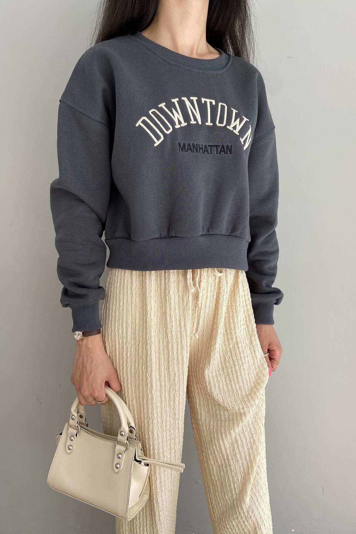 NAKIŞ DETAYLI CROP SWEAT