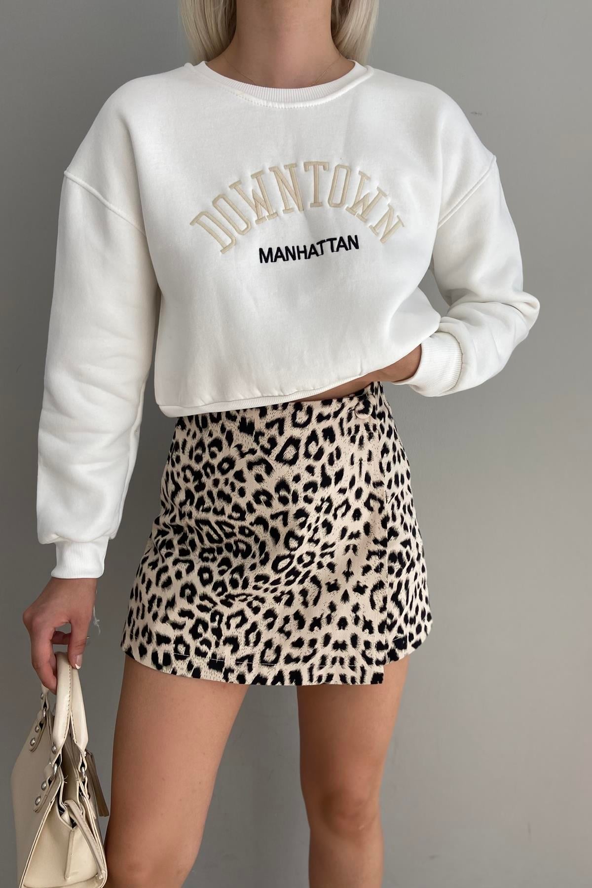 NAKIŞ DETAYLI CROP SWEAT