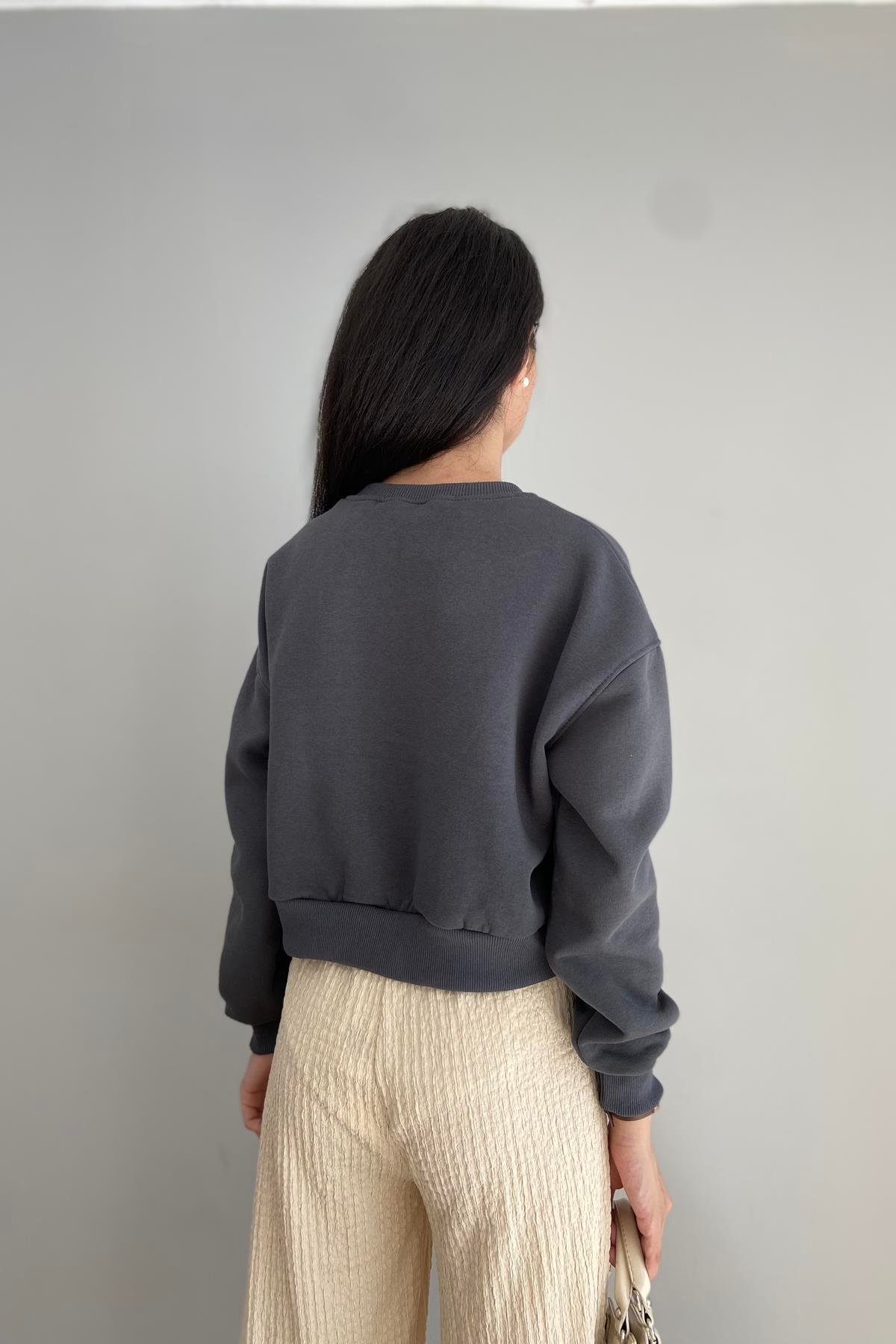 NAKIŞ DETAYLI CROP SWEAT