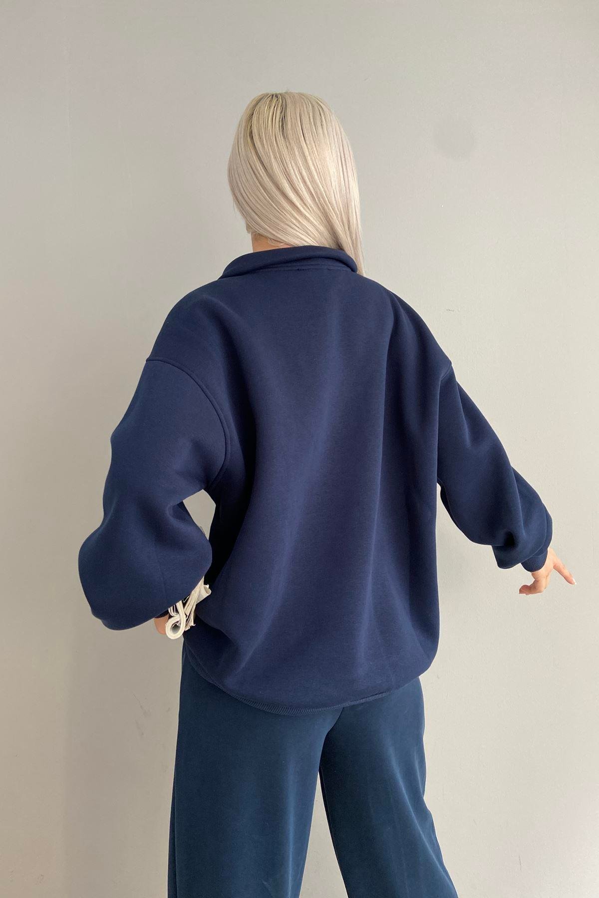 NAKIŞLI FERMUAR DETAY SWEAT