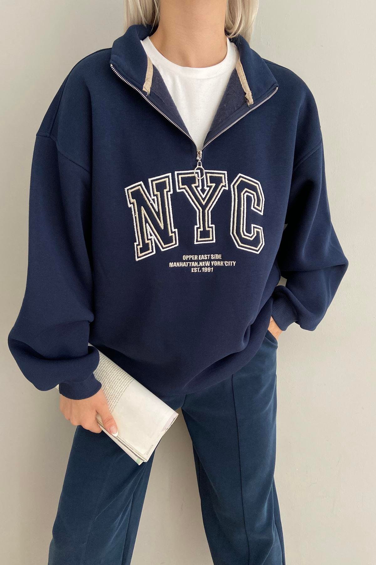 NAKIŞLI FERMUAR DETAY SWEAT