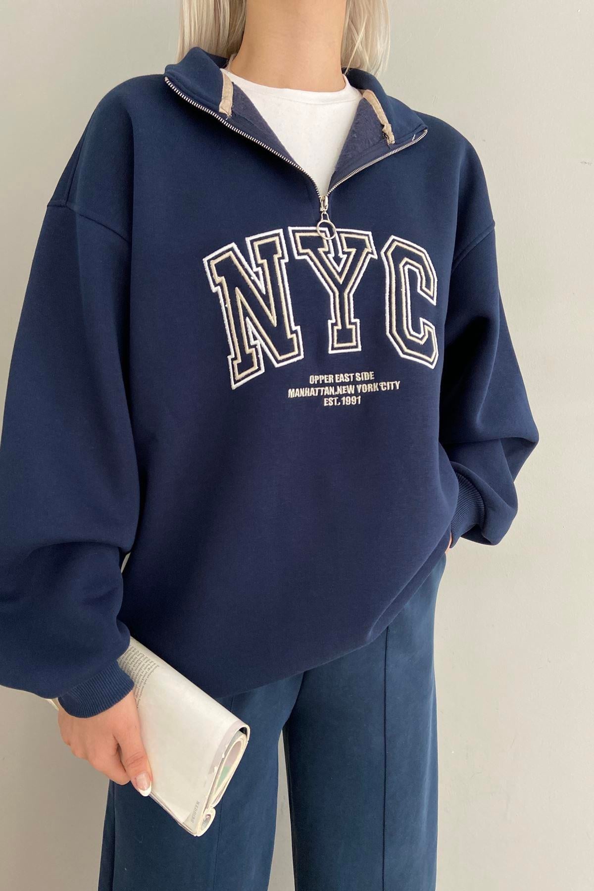 NAKIŞLI FERMUAR DETAY SWEAT