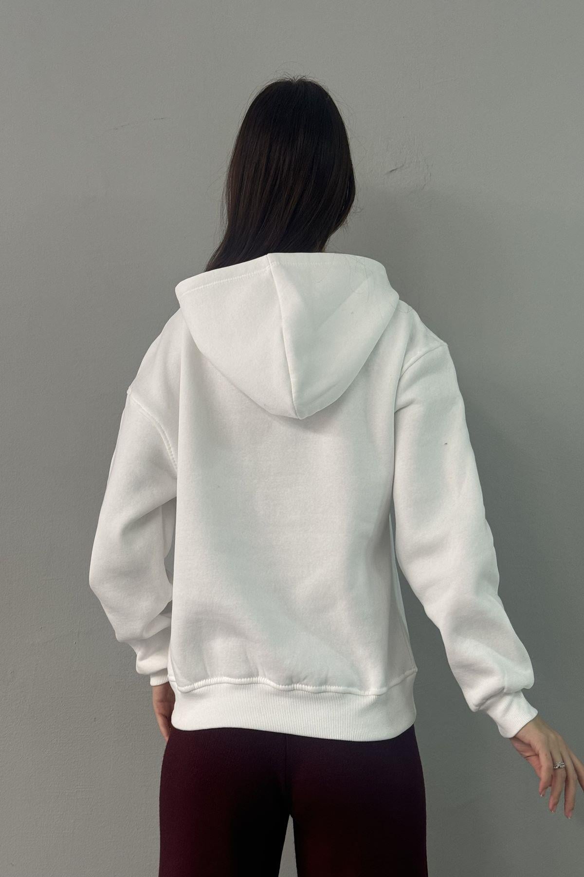 NYC NAKIŞ DETAYLI KAPŞONLU SWEATSHIRT