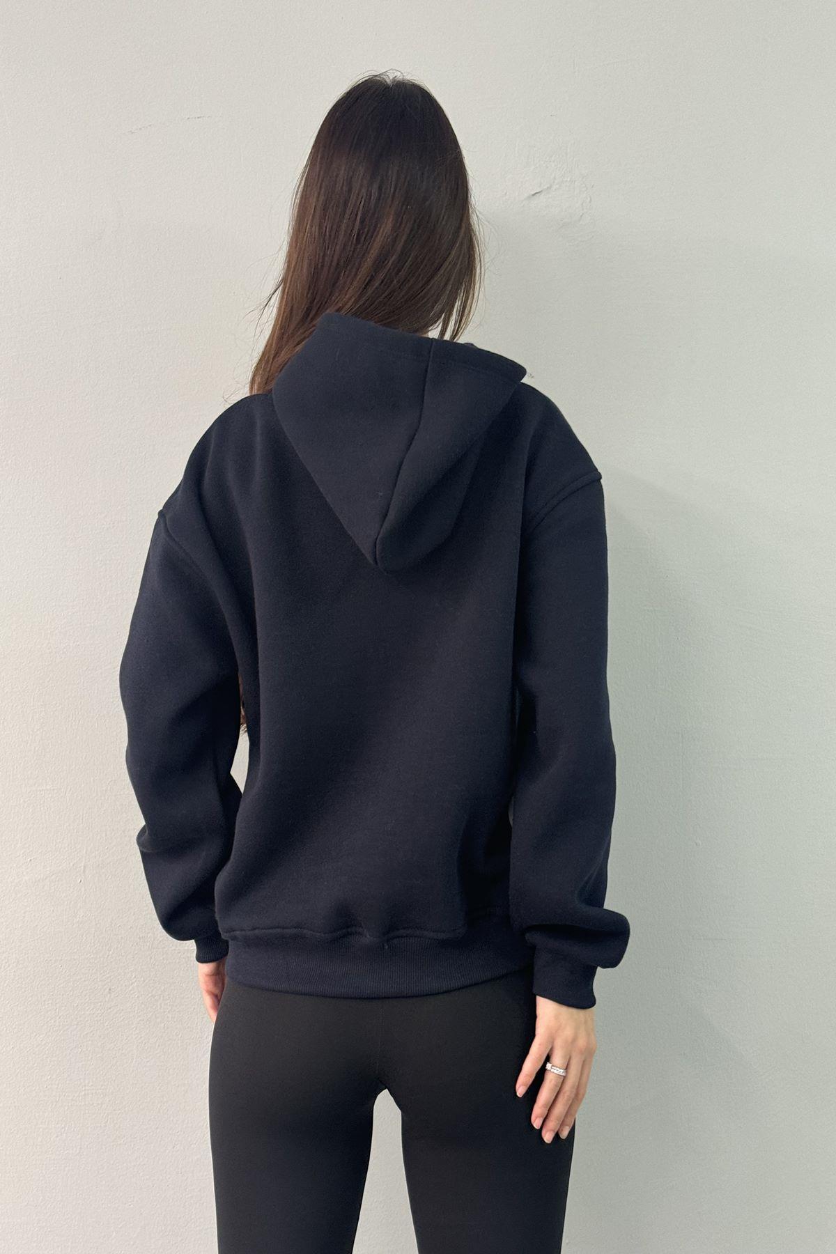 NYC NAKIŞ DETAYLI KAPŞONLU SWEATSHIRT