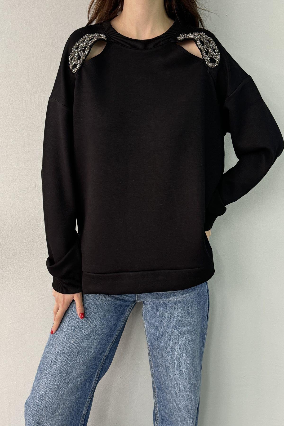 OMUZ AKSESUAR DETAYLI SWEATSHIRT