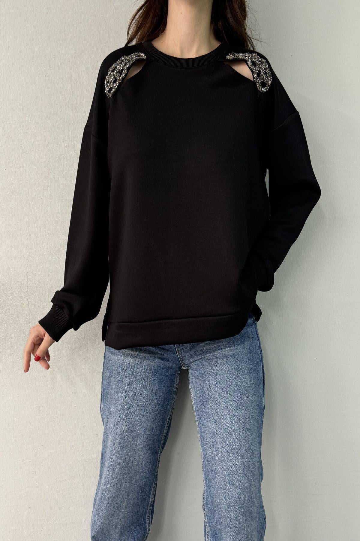 OMUZ AKSESUAR DETAYLI SWEATSHIRT