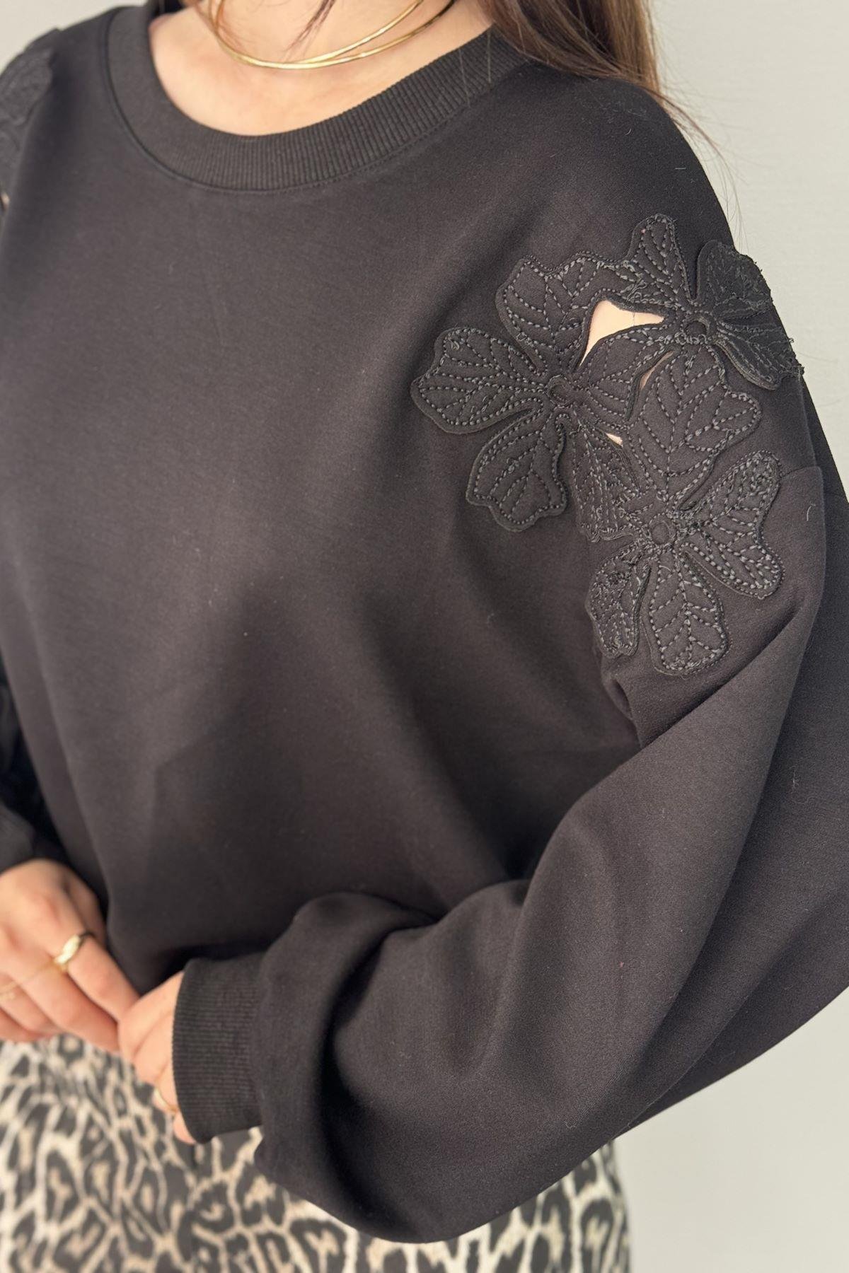 OMUZ GÜL NAKIŞLI SWEATSHIRT