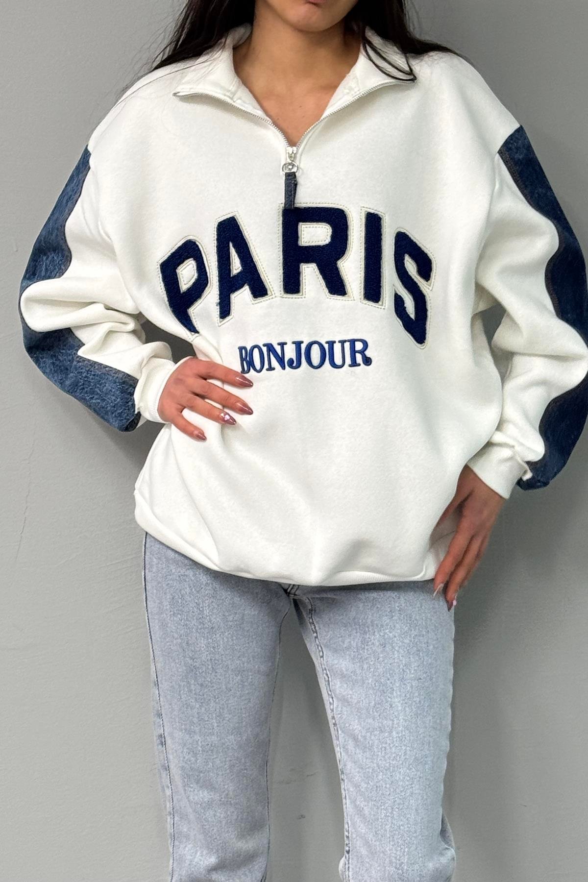 PARİS NAKIŞ DETAYLI SWEATSHIRT