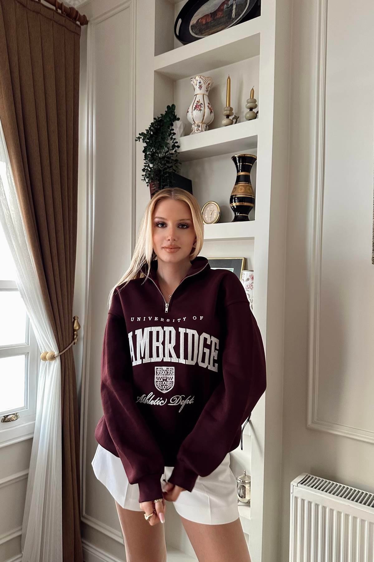 PATI FERMUARLI NAKIŞLI SWEATSHIRT