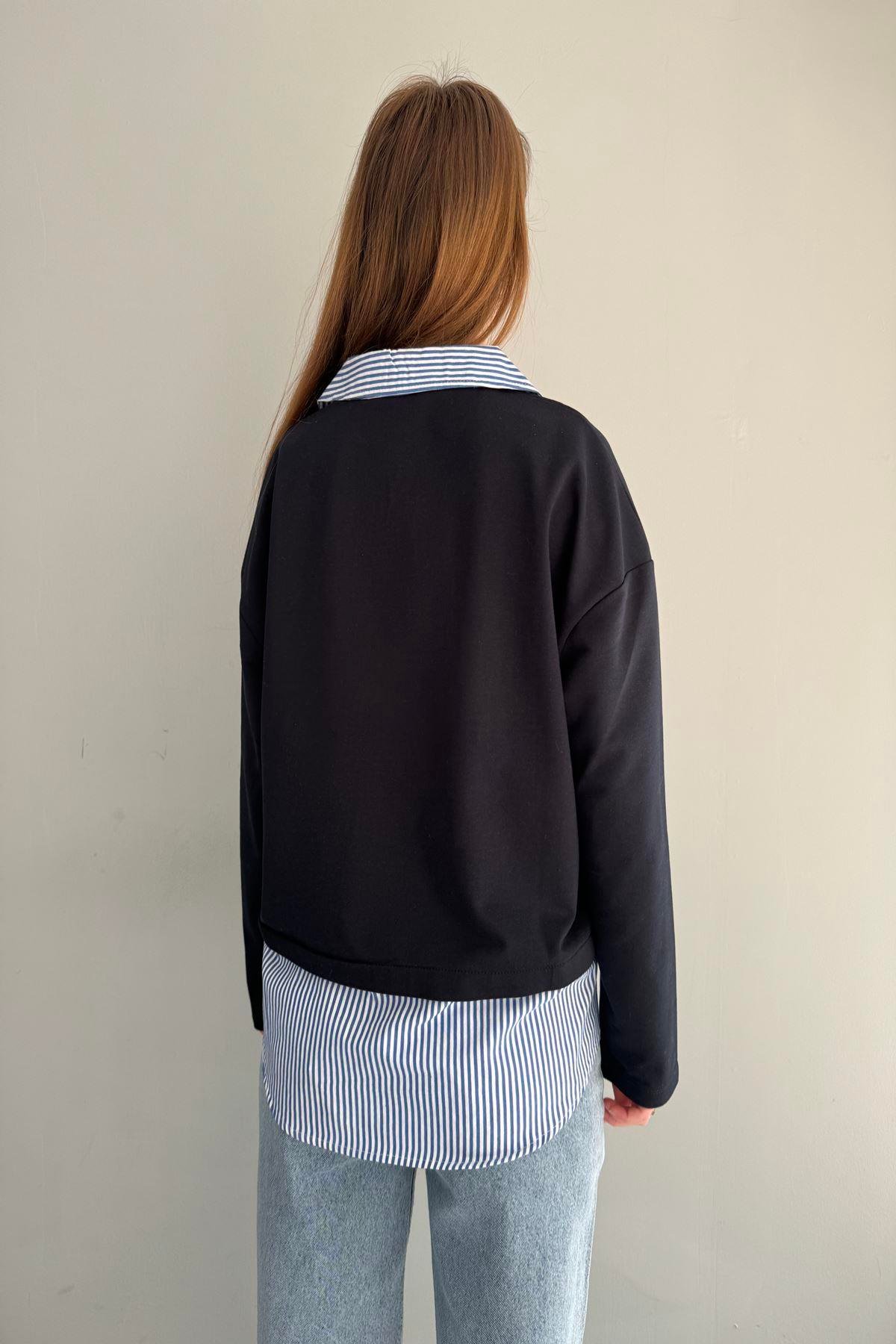 POLO YAKA ÇİZGİLİ GÖMLEK GARNİLİ SWEAT