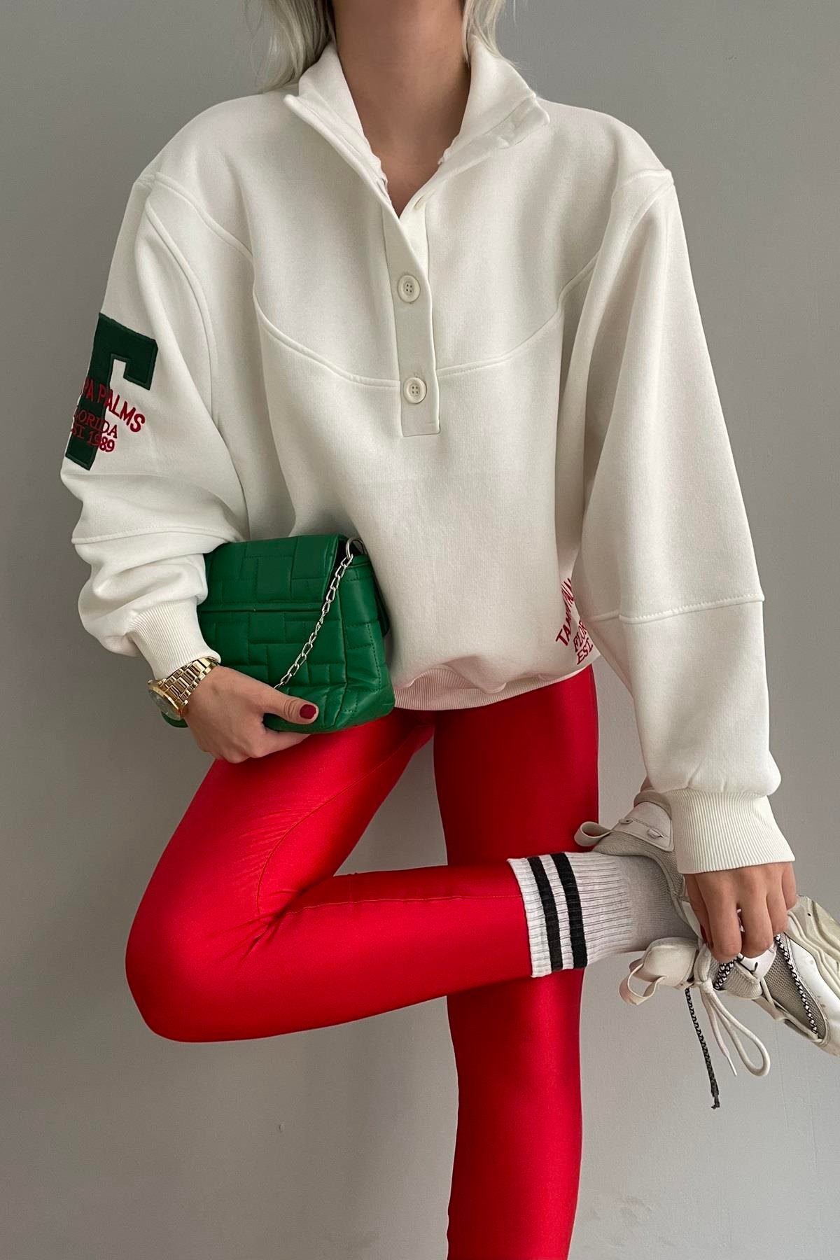 T NAKIŞLI KAPŞONLU SWEAT