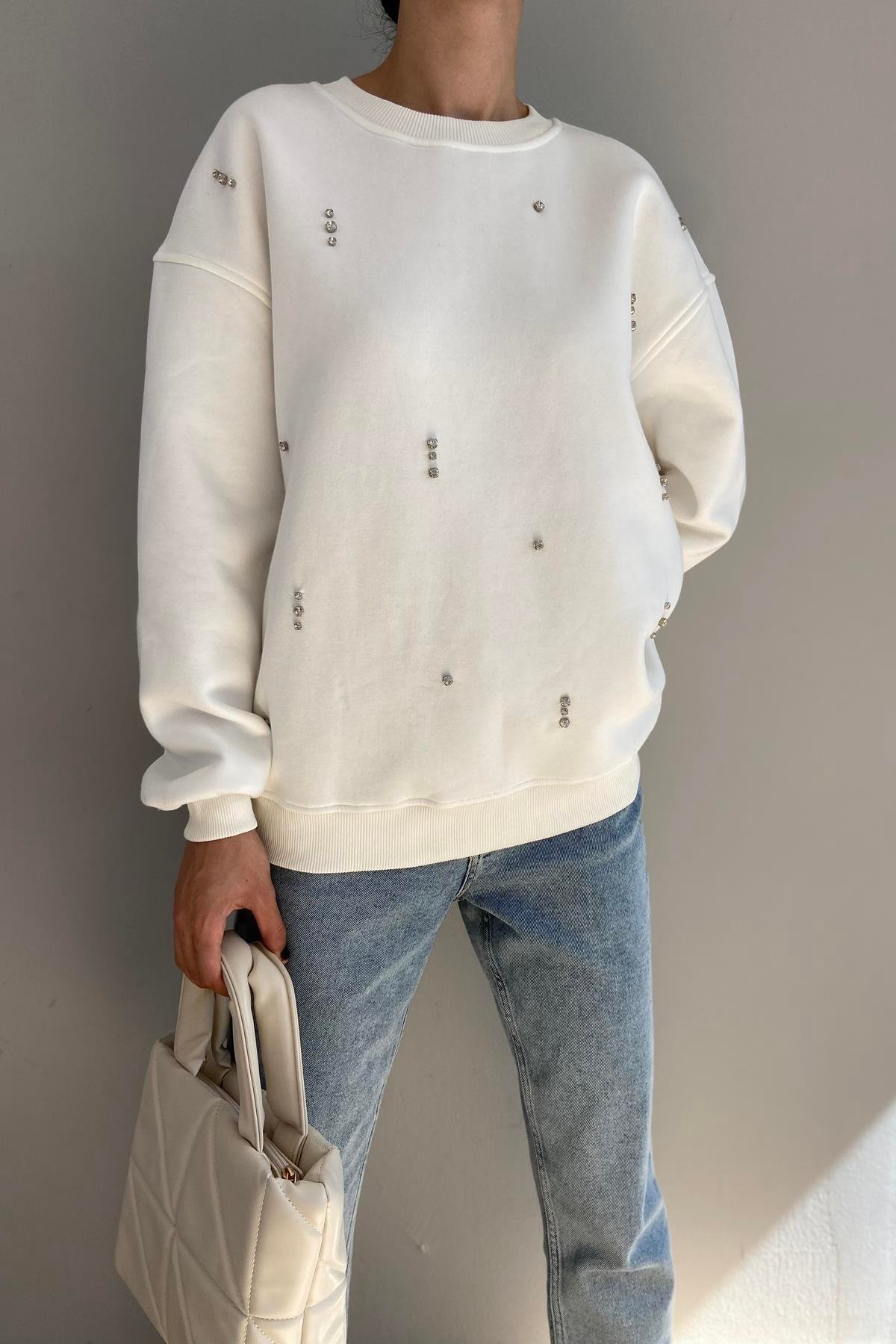 TAŞ DETAY SWEATSHIRT