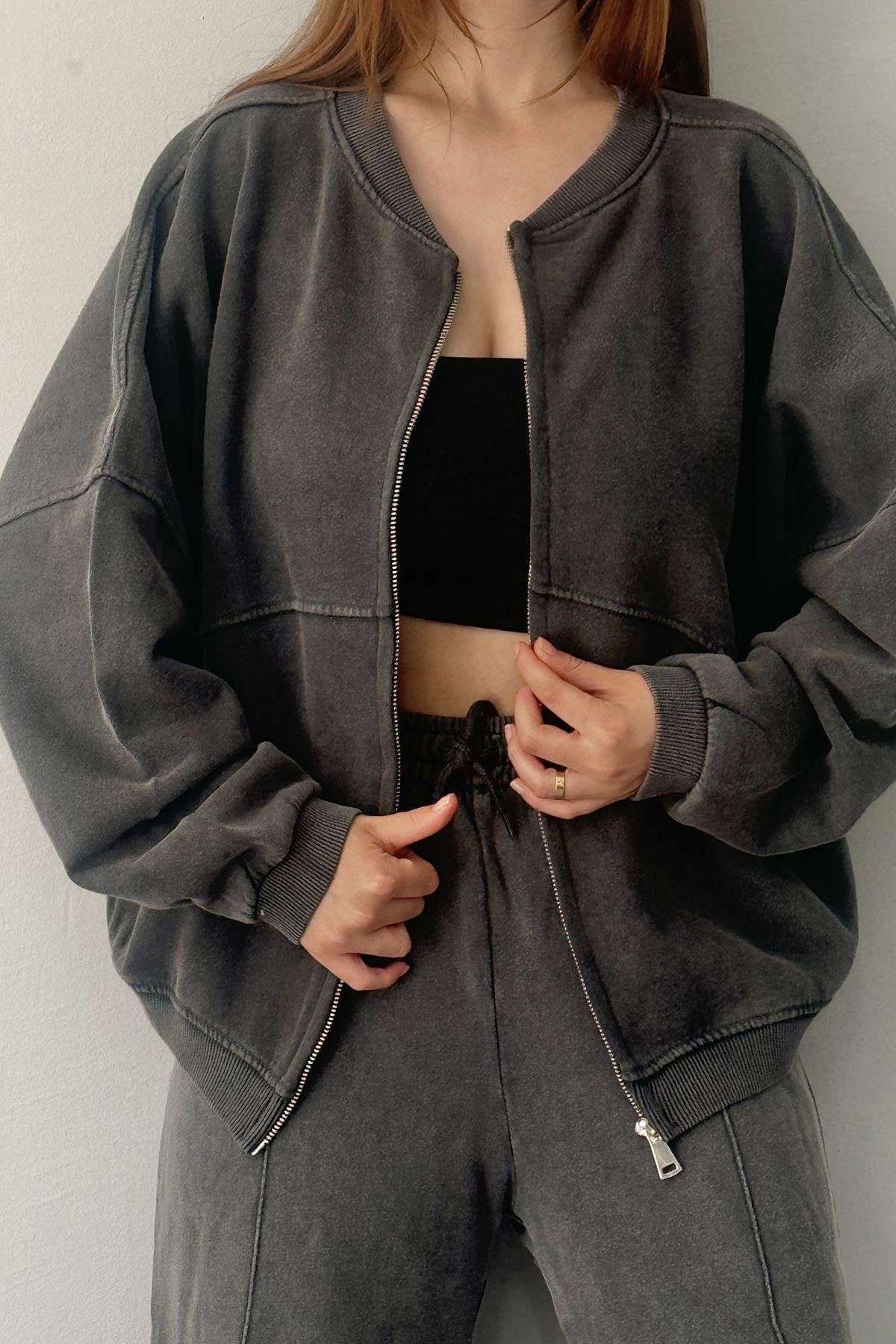 YIKAMALI FERMUARLI SWEATSHIRT