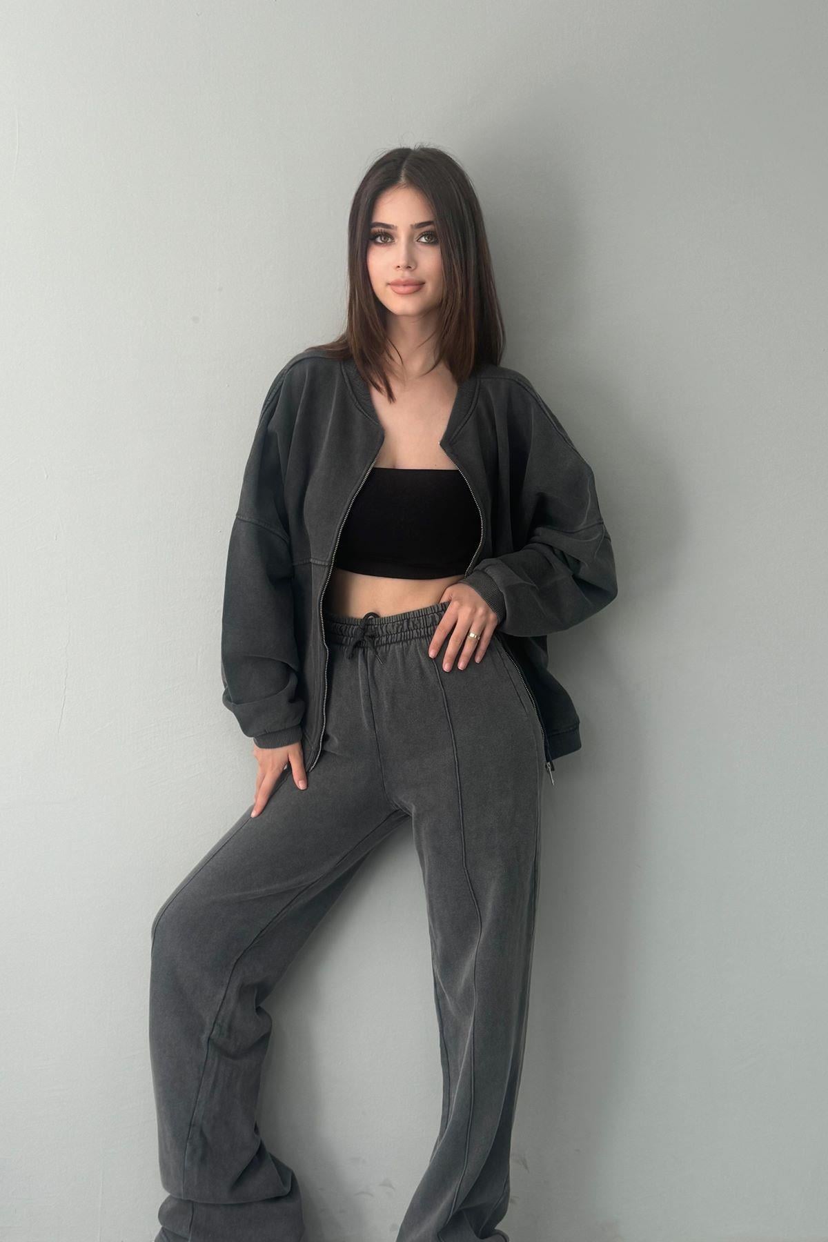 YIKAMALI FERMUARLI SWEATSHIRT