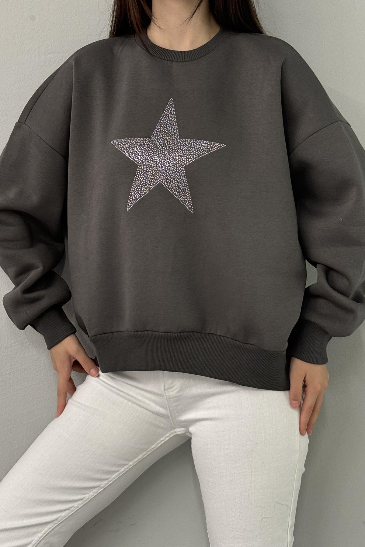 YILDIZ BASKI DETAY SWEATSHIRT