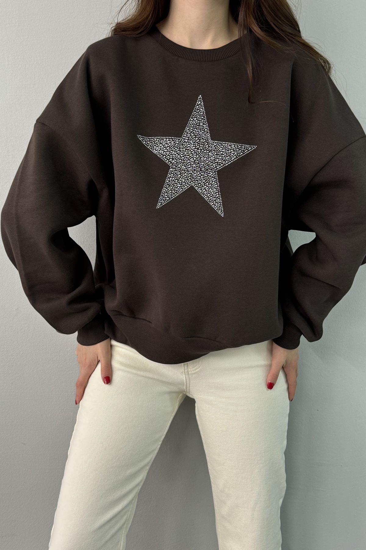 YILDIZ BASKI DETAY SWEATSHIRT