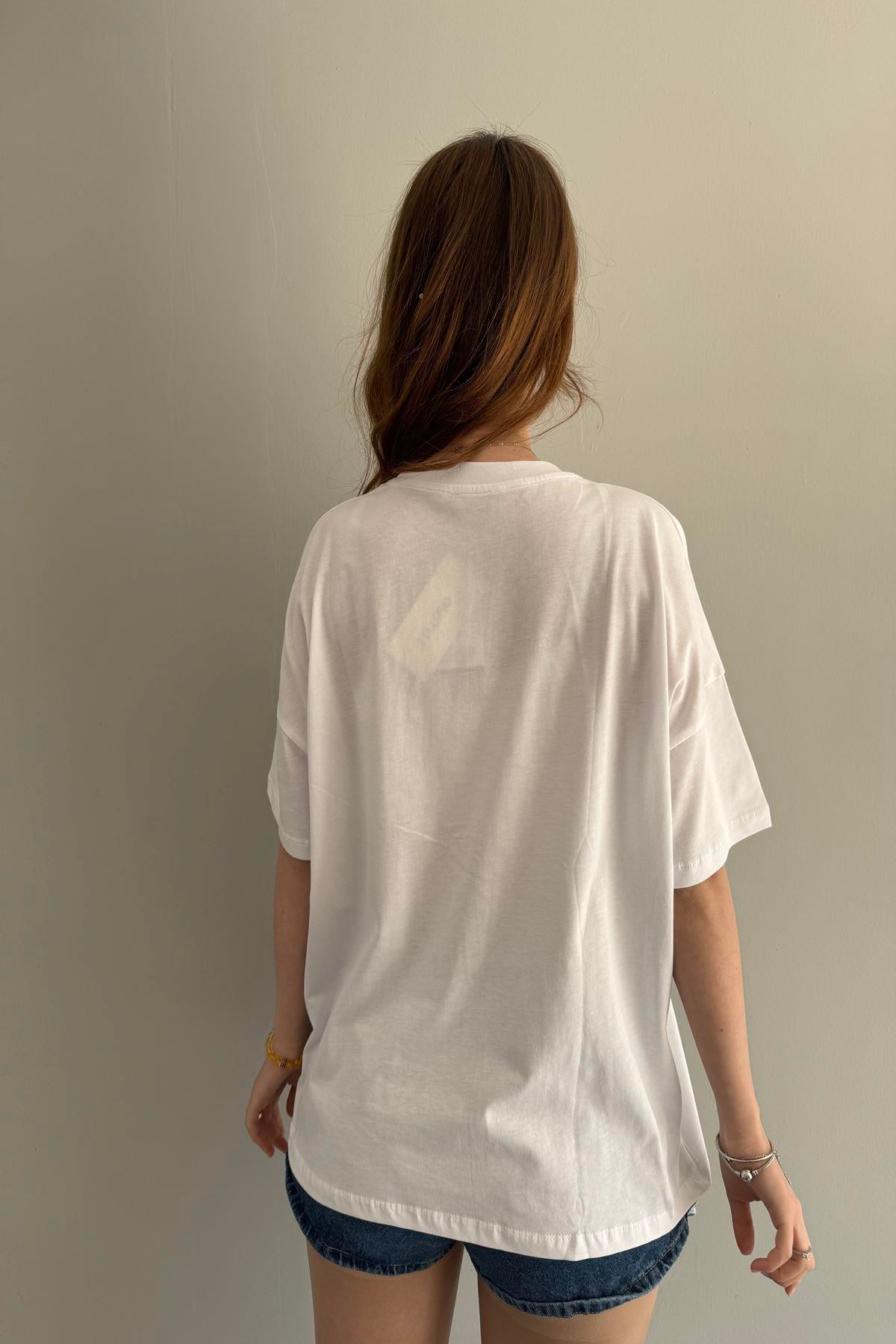 BASKI DETAY OVERSİZE TSHIRT