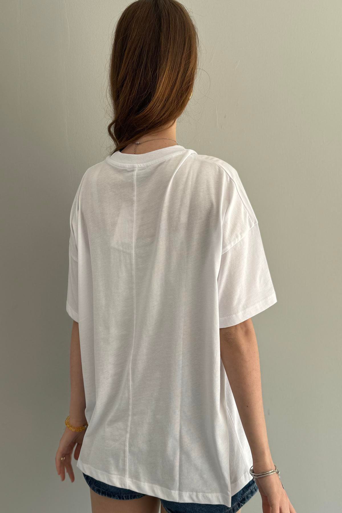 BASKI DETAY OVERSİZE TSHIRT