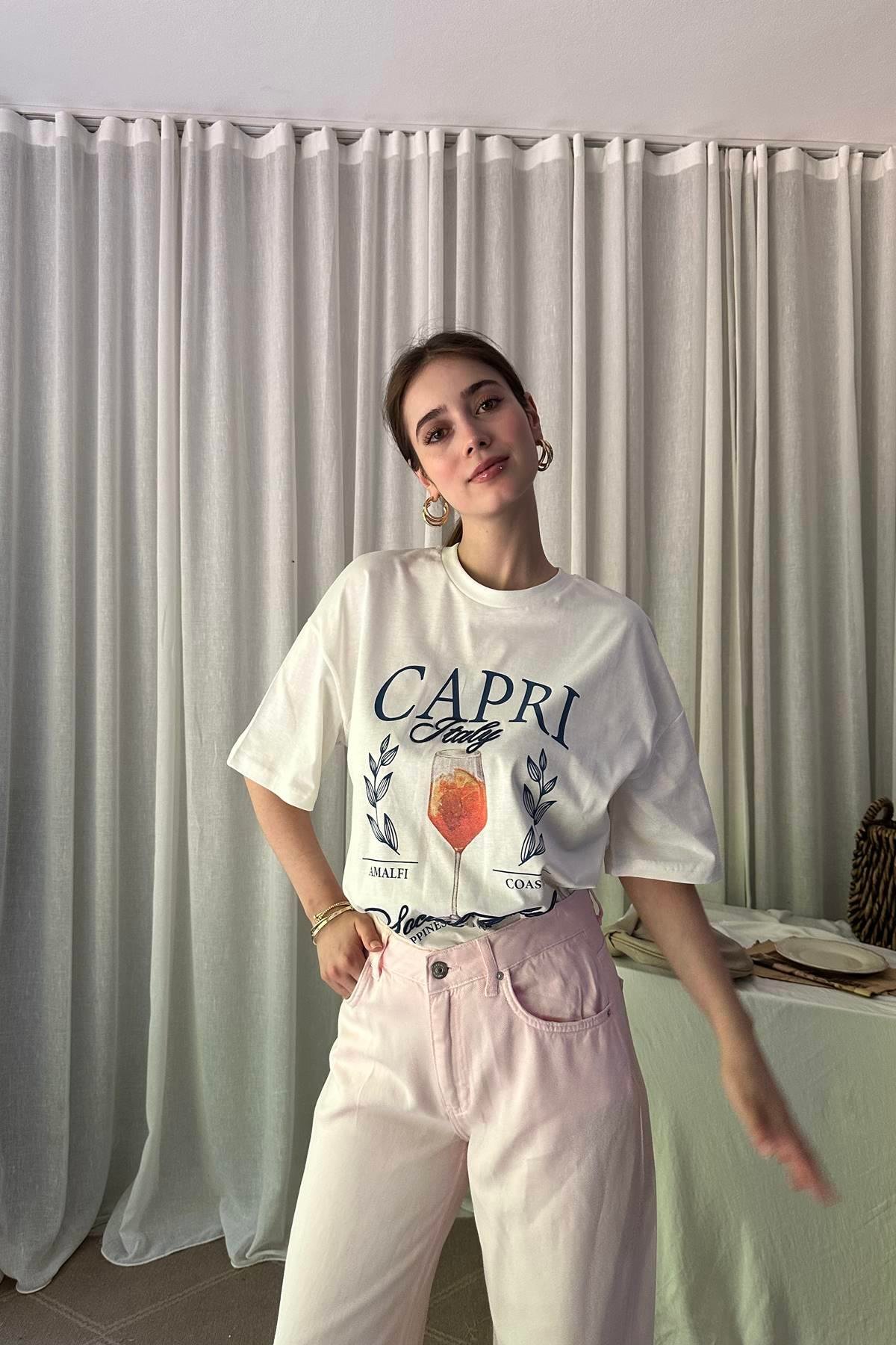 BASKI DETAY TSHIRT