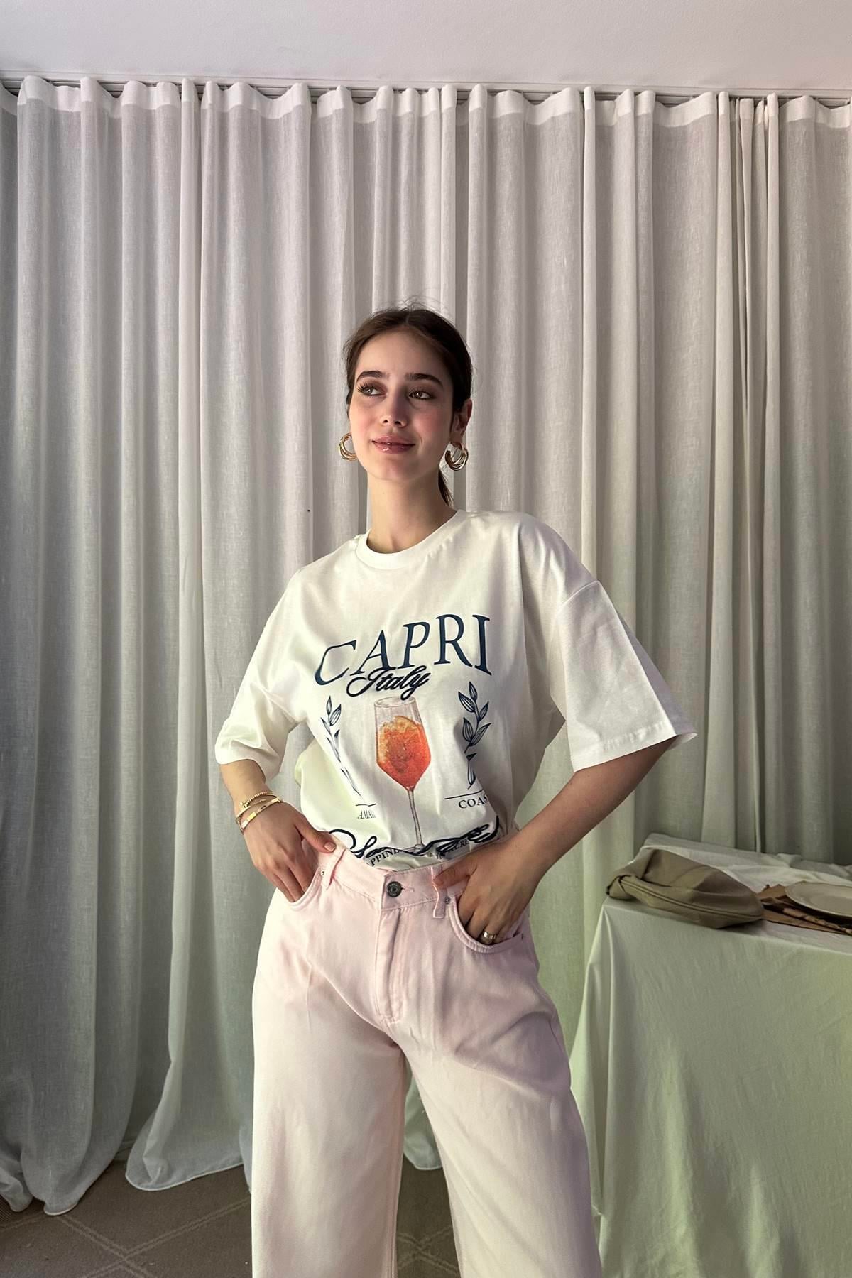 BASKI DETAY TSHIRT