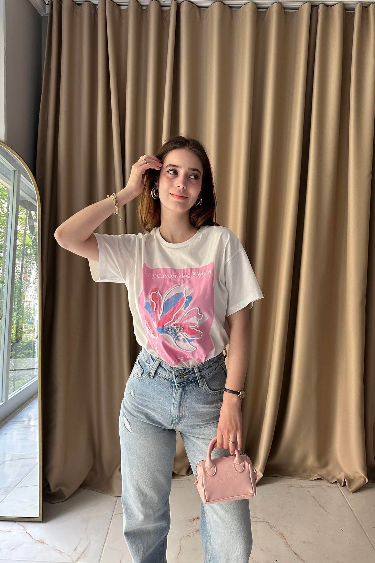 BASKI DETAYLI TSHIRT