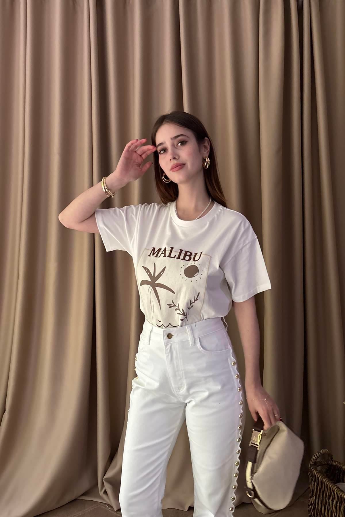 BASKI VE NAKIŞ DETAYLI TSHIRT