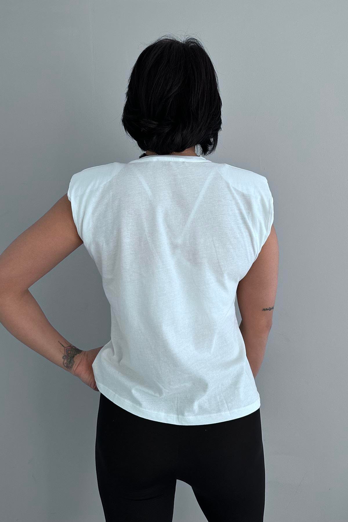 BASKILI KOLSUZ TSHIRT