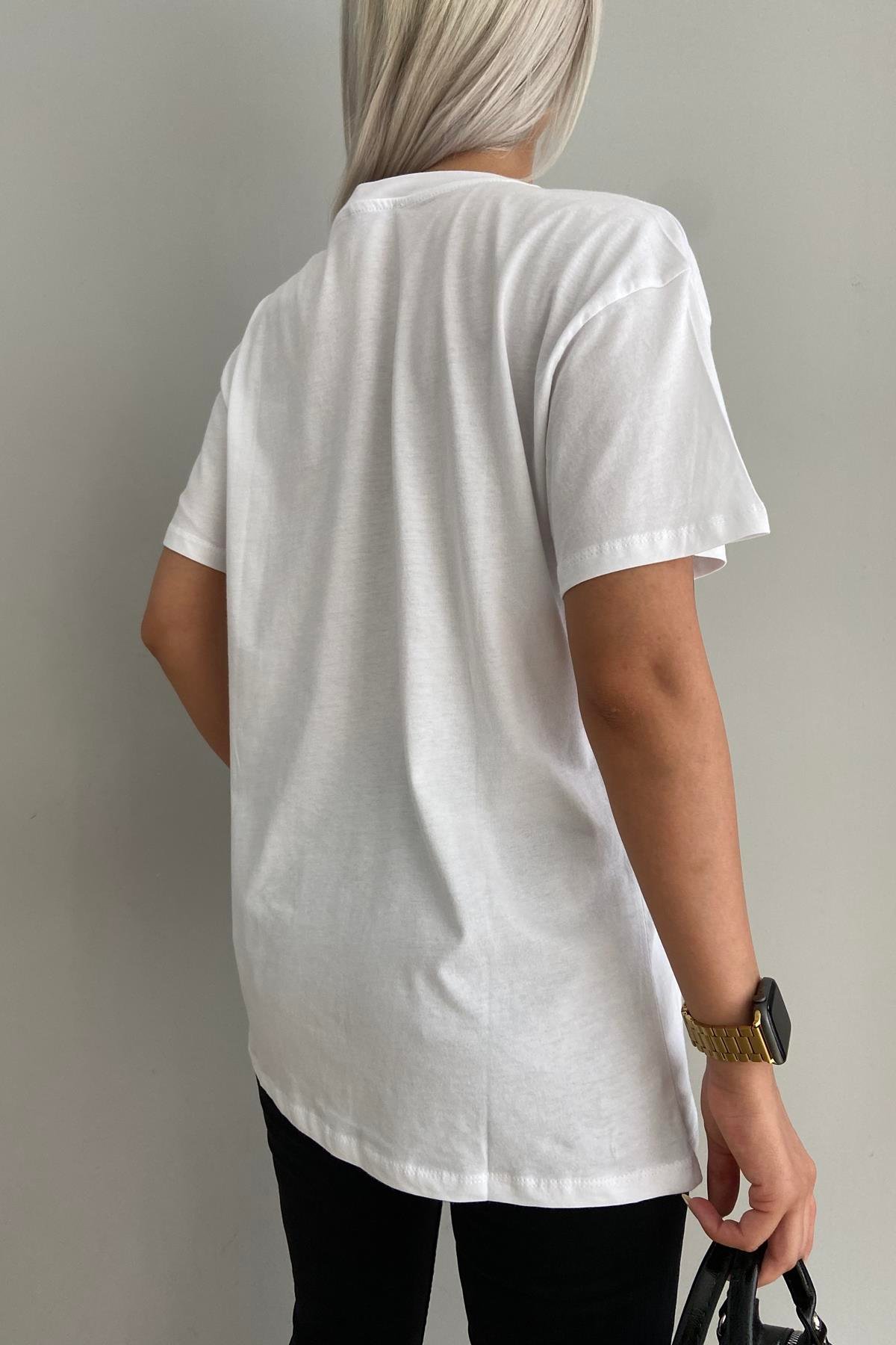 BASKILI TAŞLI TSHIRT
