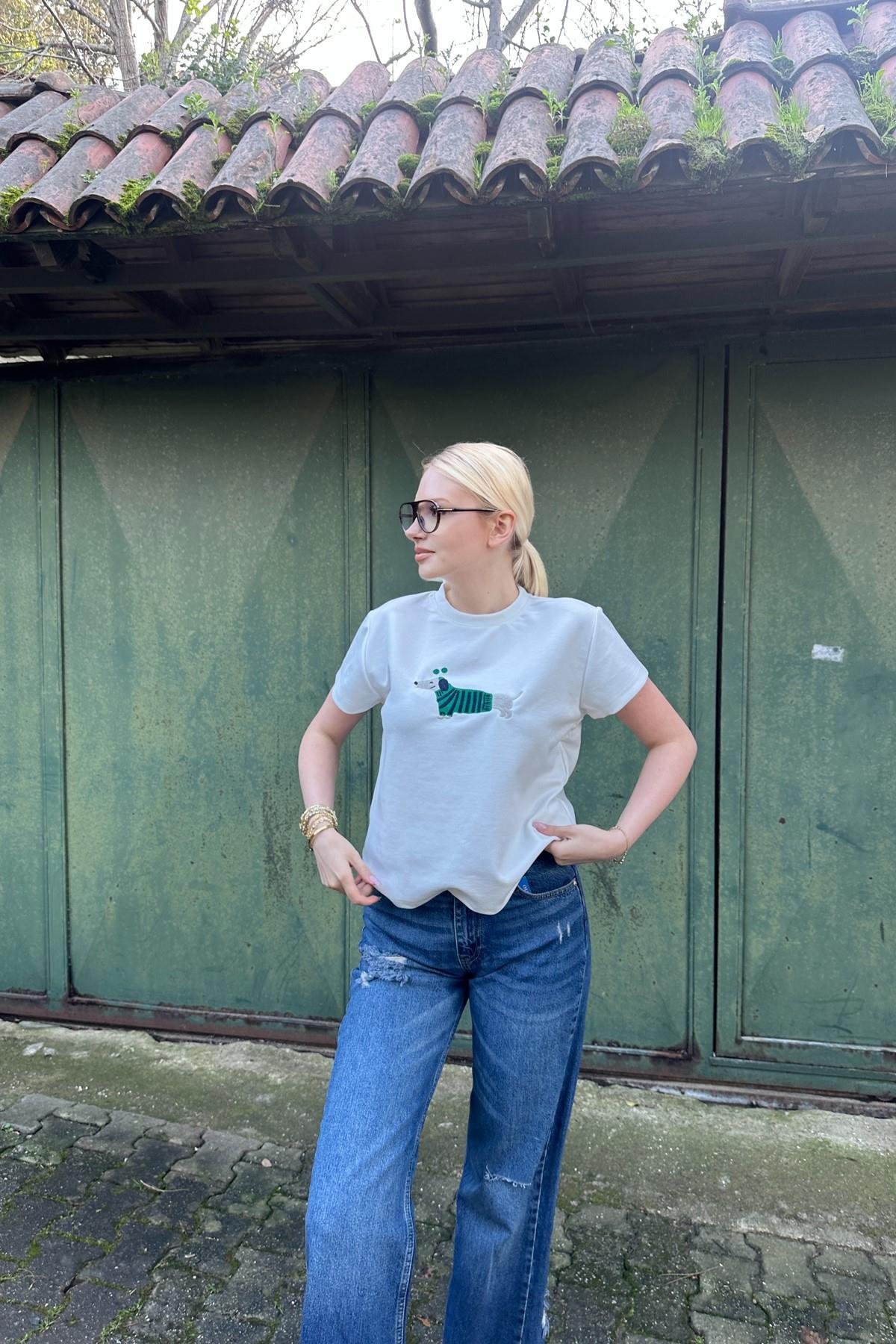 BİSİKLET NAKIŞ DETAY TSHIRT