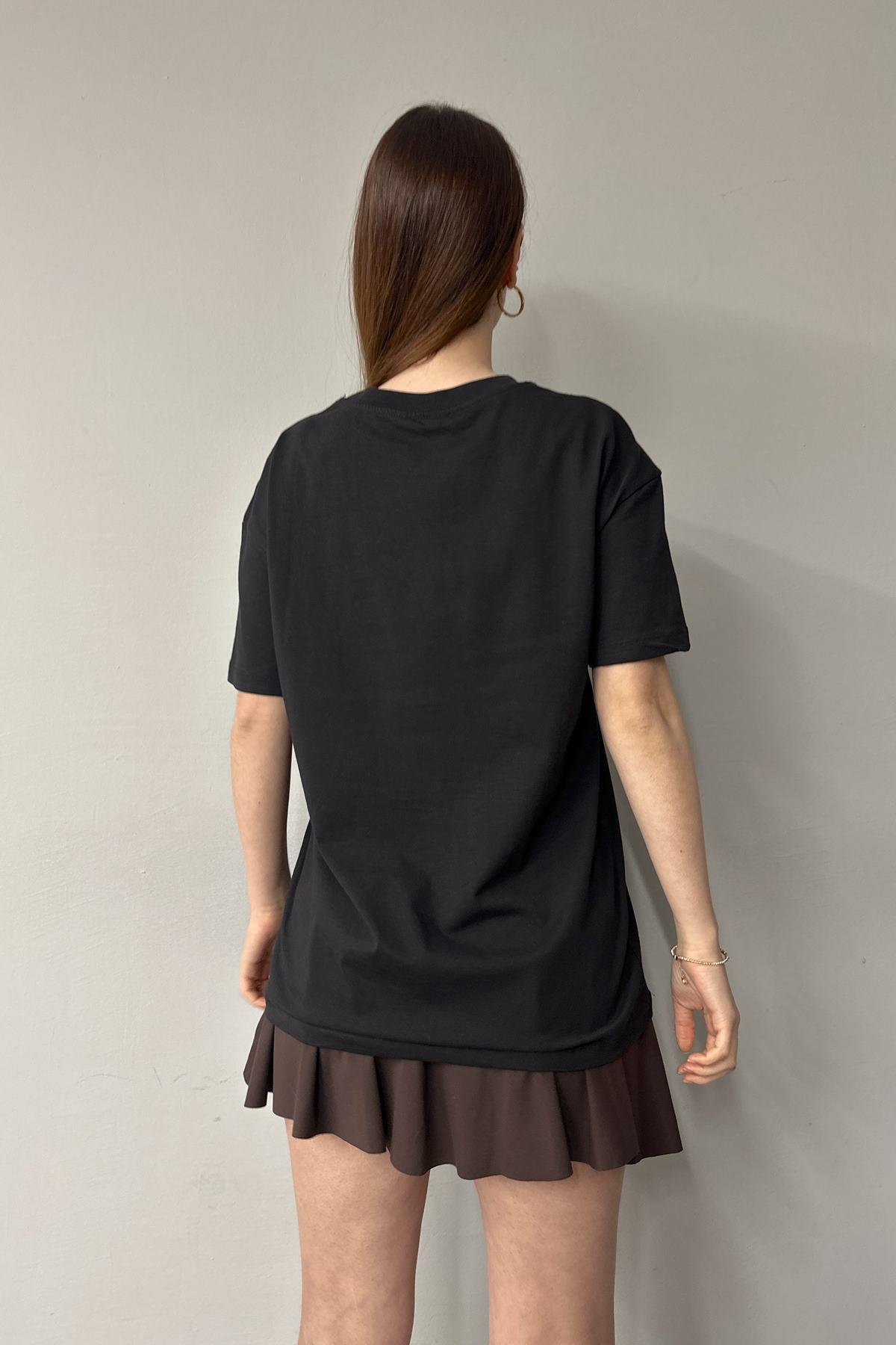 BİSİKLET YAKA ALO BASKI DETAY TSHIRT