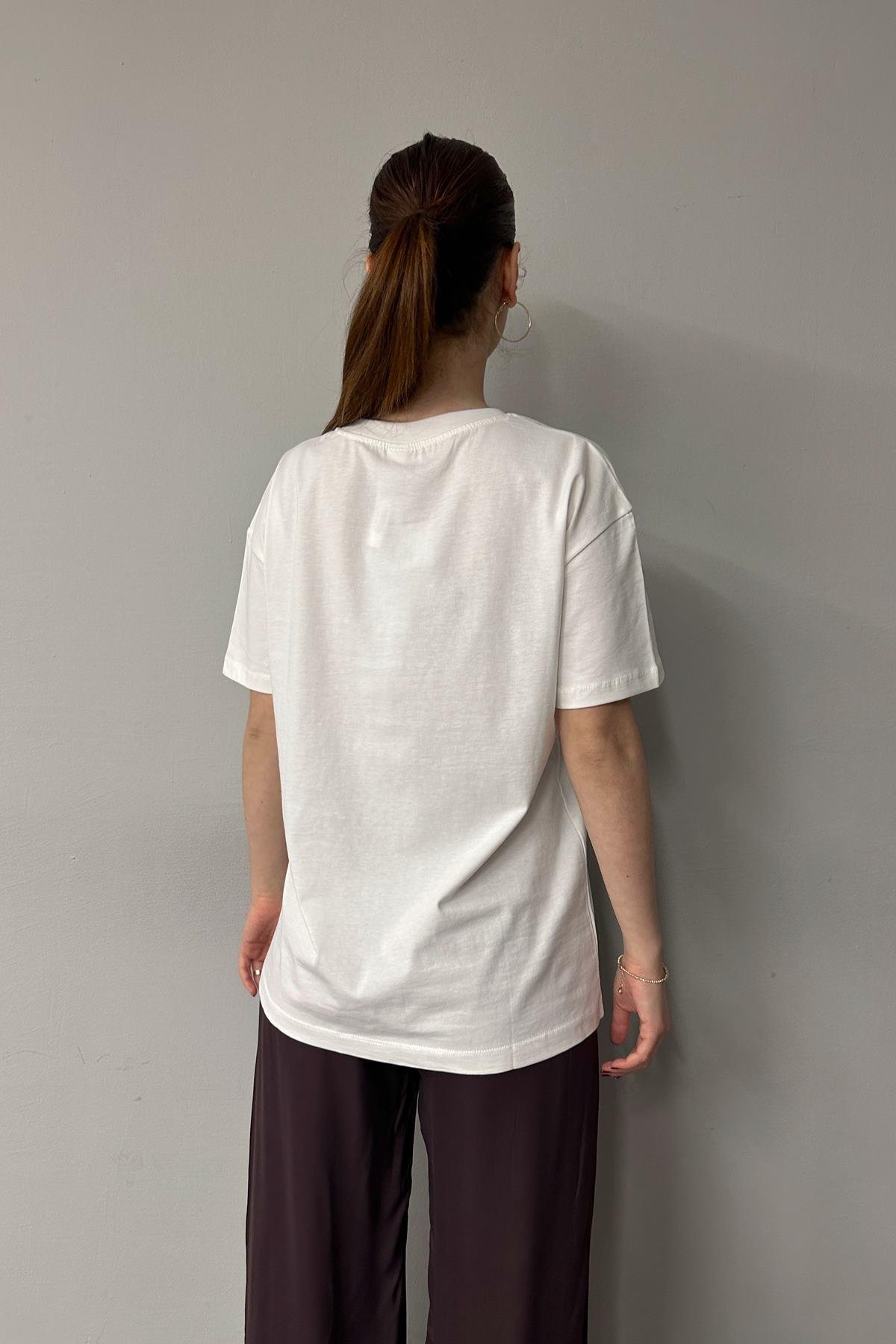 BİSİKLET YAKA ALO BASKI DETAY TSHIRT