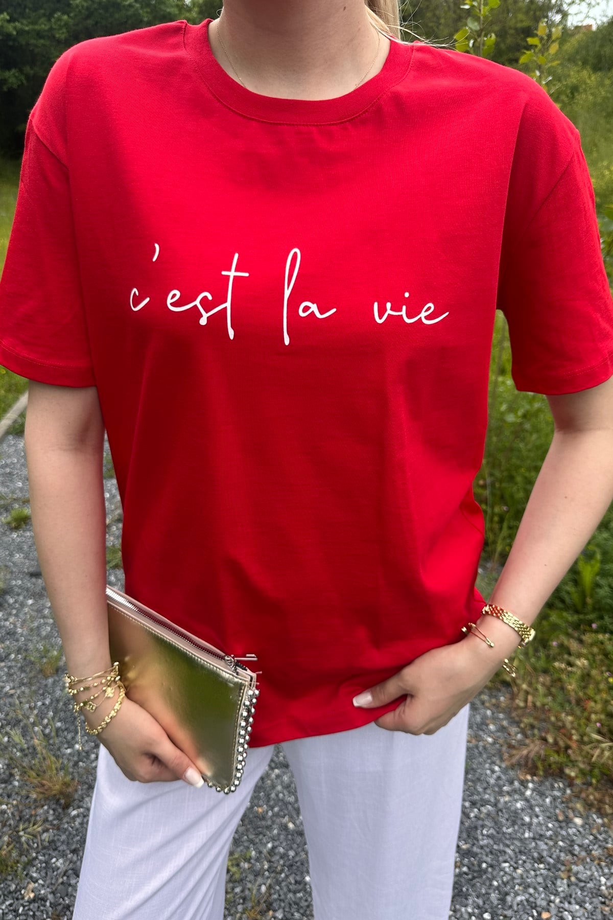 BİSİKLET YAKA BASKI DETAY TSHIRT