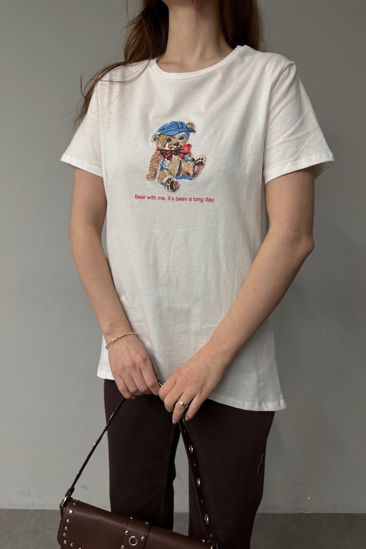 BİSİKLET YAKA BASKI DETAY TSHIRT