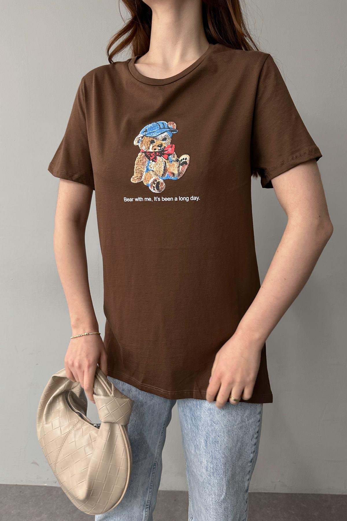 BİSİKLET YAKA BASKI DETAY TSHIRT