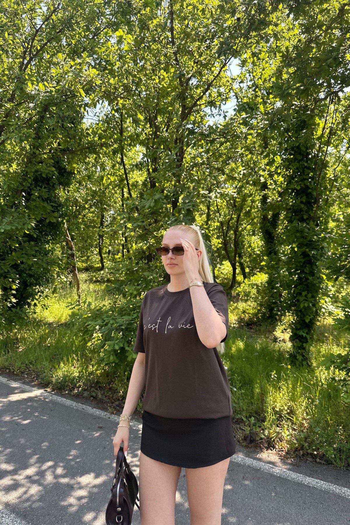 BİSİKLET YAKA BASKI DETAY TSHIRT