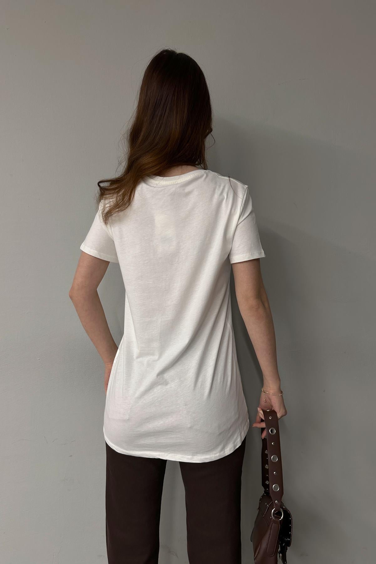 BİSİKLET YAKA BASKI DETAY TSHIRT