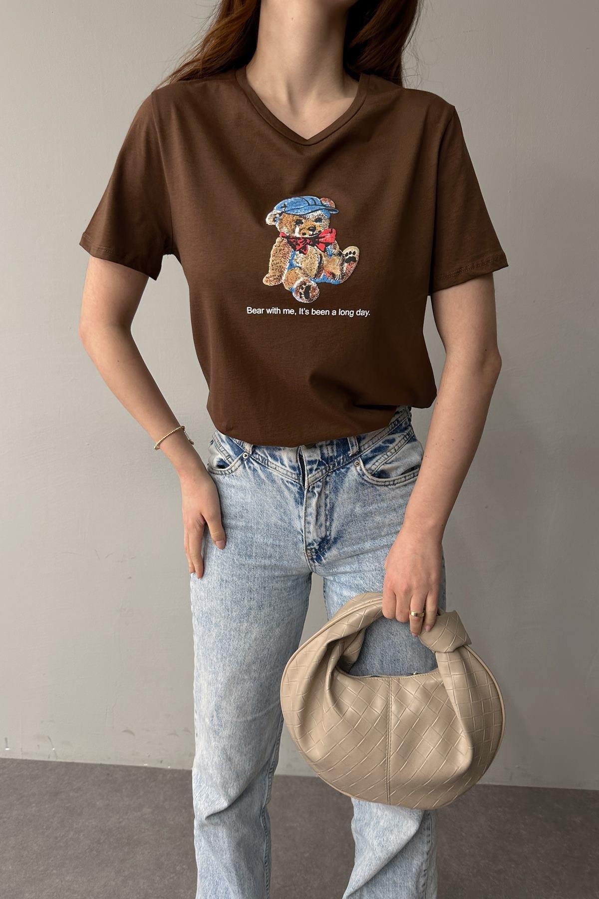 BİSİKLET YAKA BASKI DETAY TSHIRT