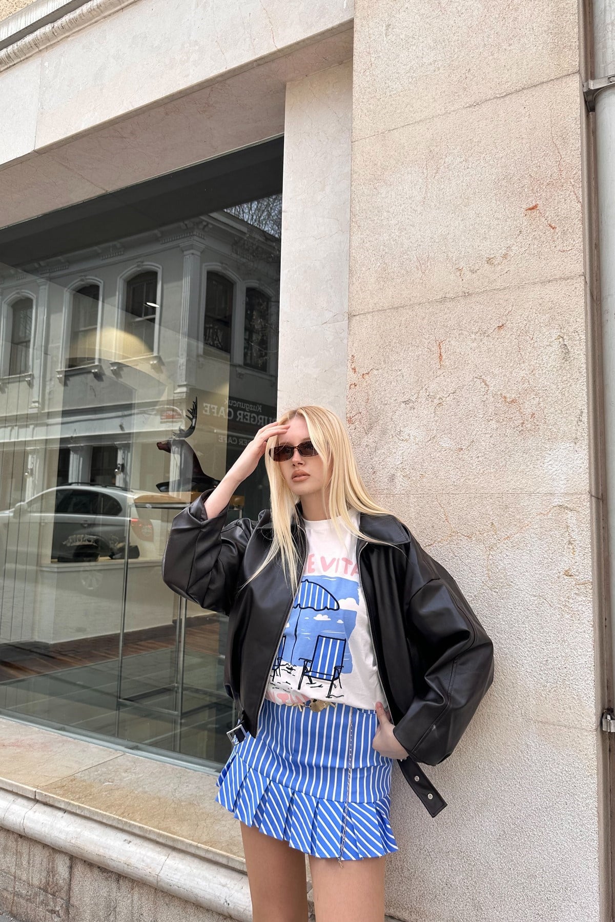 BİSİKLET YAKA BASKI DETAYLI TSHIRT