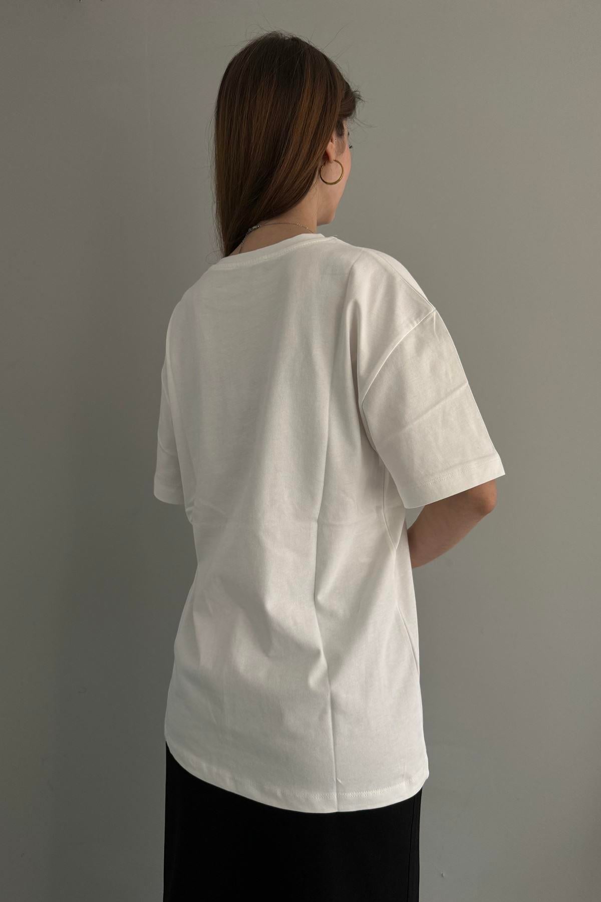 BİSİKLET YAKA BASKI DETAYLI TSHIRT