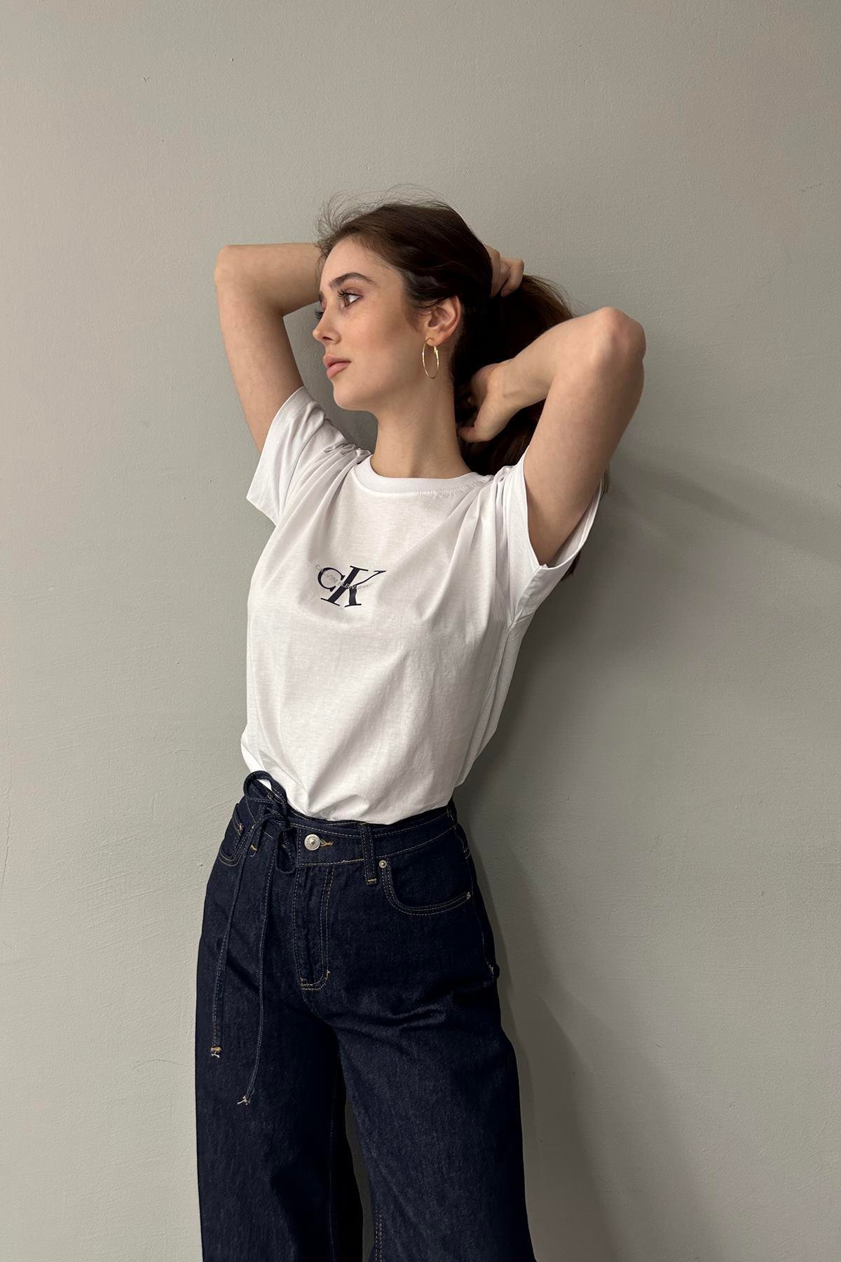 BİSİKLET YAKA BASKILI TSHIRT