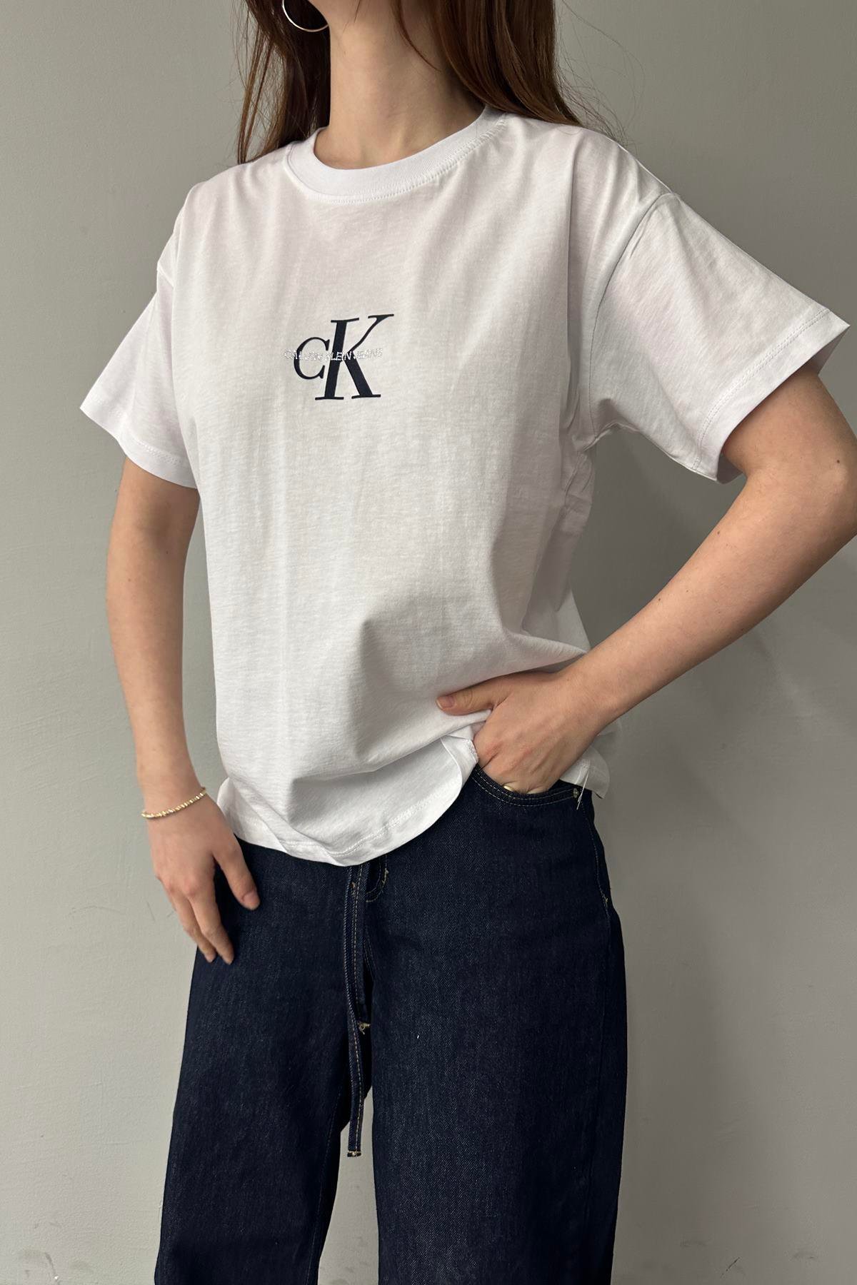 BİSİKLET YAKA BASKILI TSHIRT