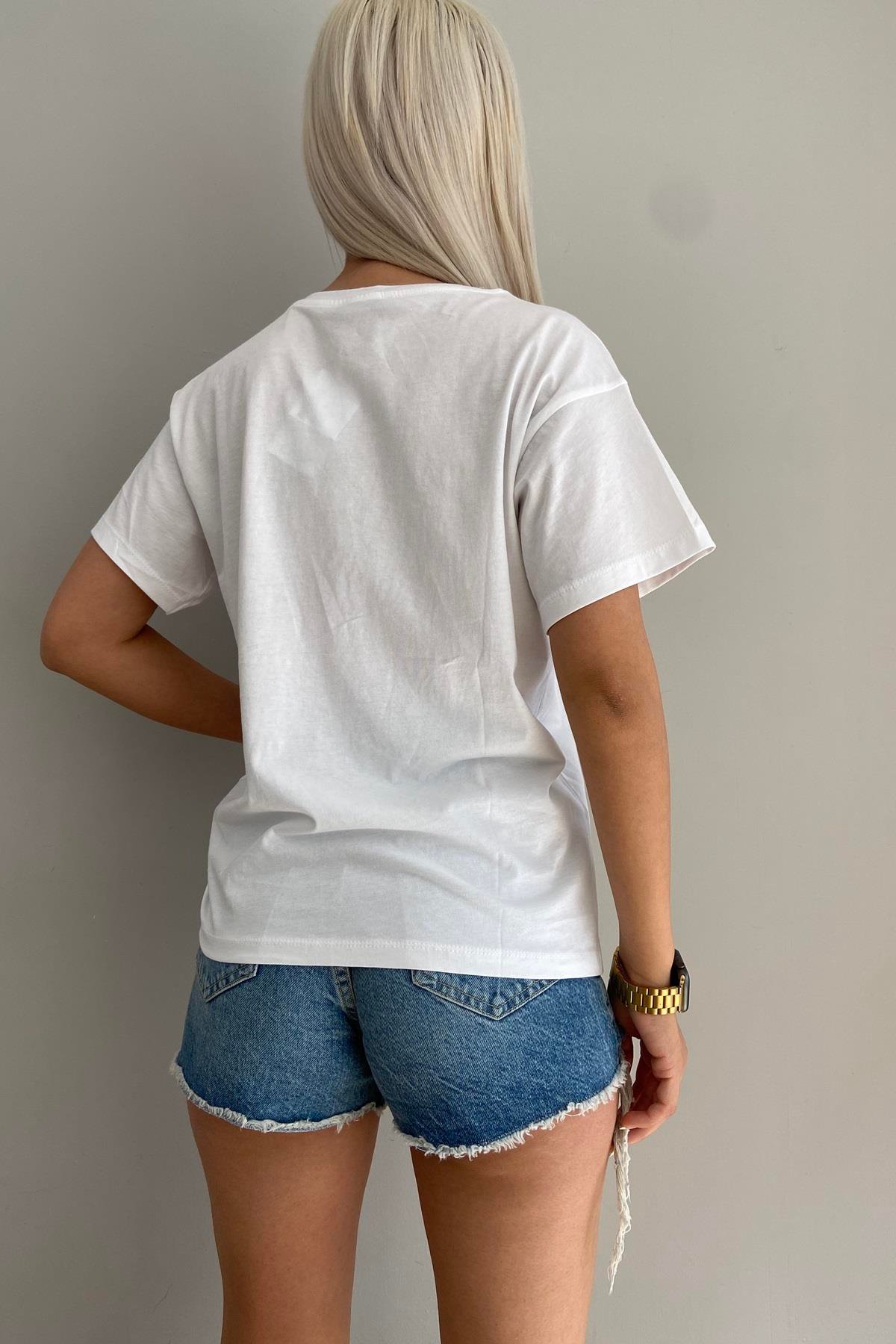 BİSİKLET YAKA BASKILI TSHIRT