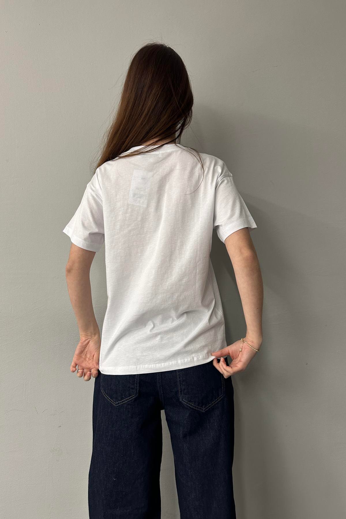 BİSİKLET YAKA BASKILI TSHIRT